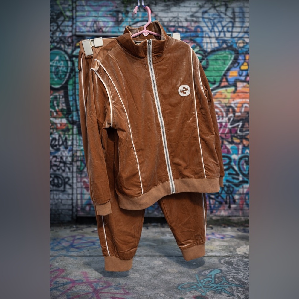 Fashion Unisex Brown Velour Tracksuit